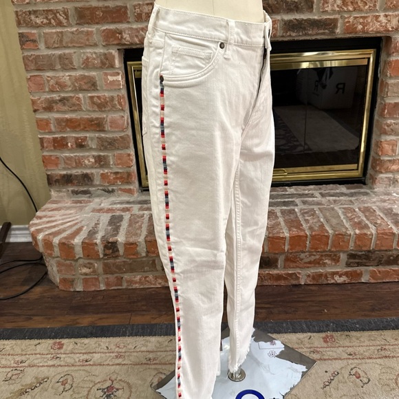 Johnny Was White Flare Jeans with Vibrant Side Trim - Picture 4 of 10